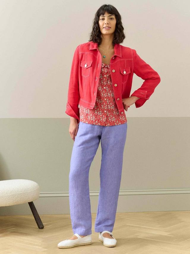 

Льняные брюки-чинос с рисунком ёлочка Brora, Purple