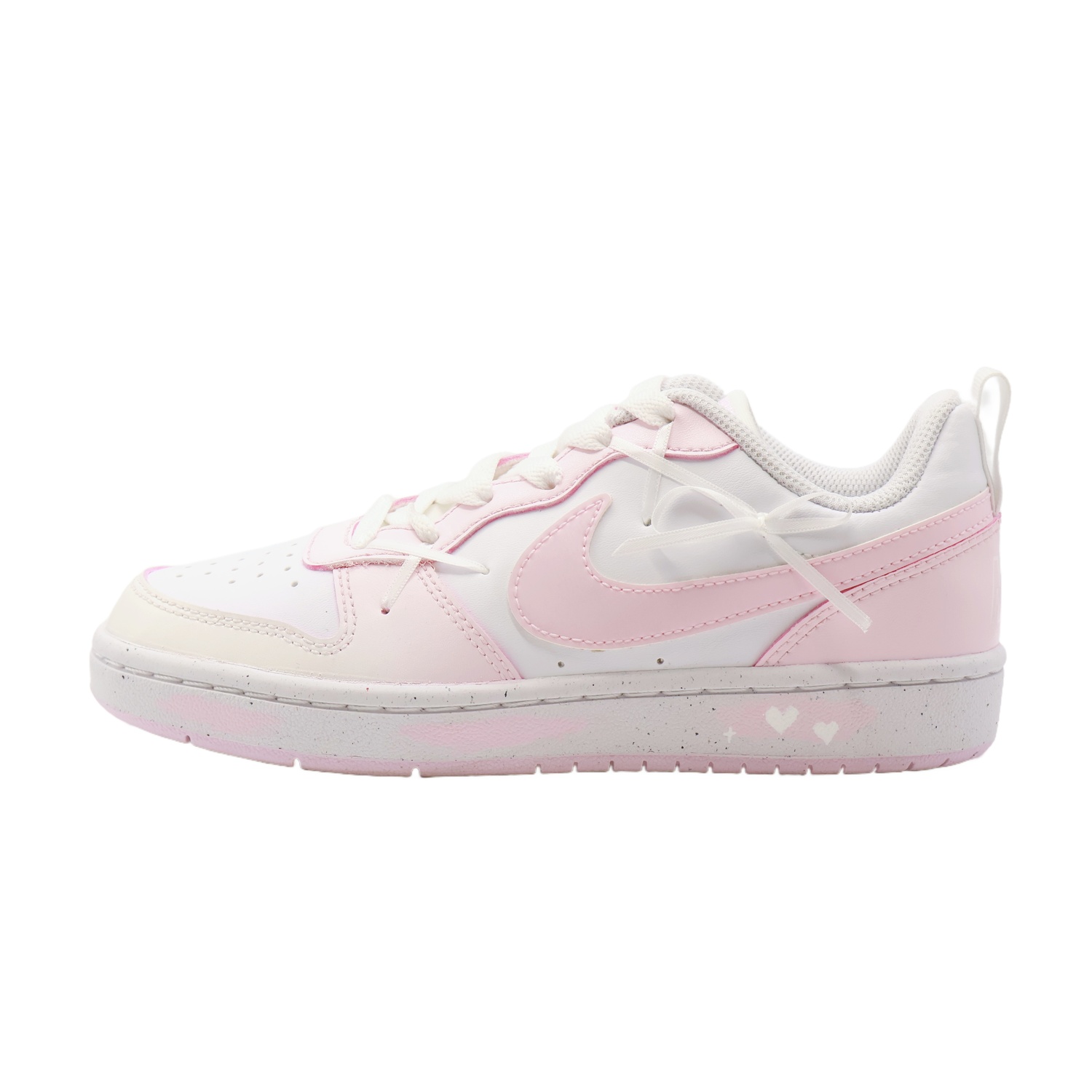

Nike Кроссовки для скейтбординга Court Borough Milk White Heart Slip Resistant низкие детские Pink