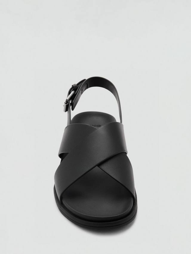 Римские кожаные сандалии с перекрестными ремешками Mango, Black — фото 3