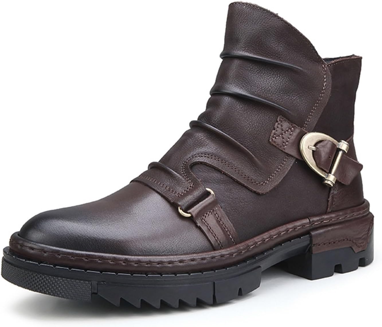 

Мужские кожаные ботинки челси с боковой молнией Generic, коричневый