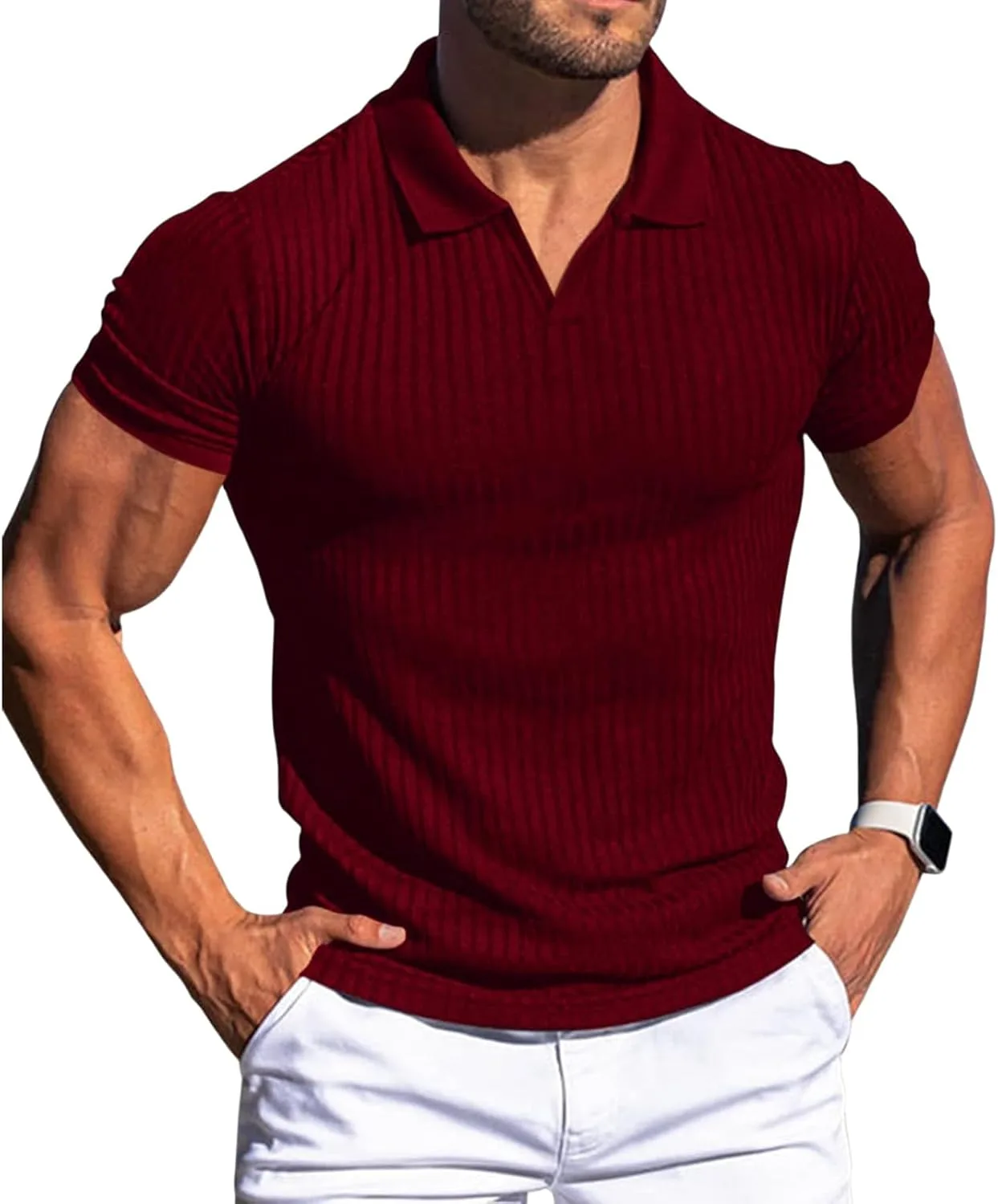 

Мужская футболка-поло с коротким рукавом Slim Fit V-образным вырезом evzosrz