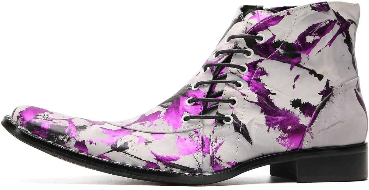 

Мужские ботинки Santimon Chelsea для вечеринок, повседневные ковбойские ботинки, мода и комфорт, шнуровка сбоку, западные ботинки до щиколотки для мужчин, фиолетовый