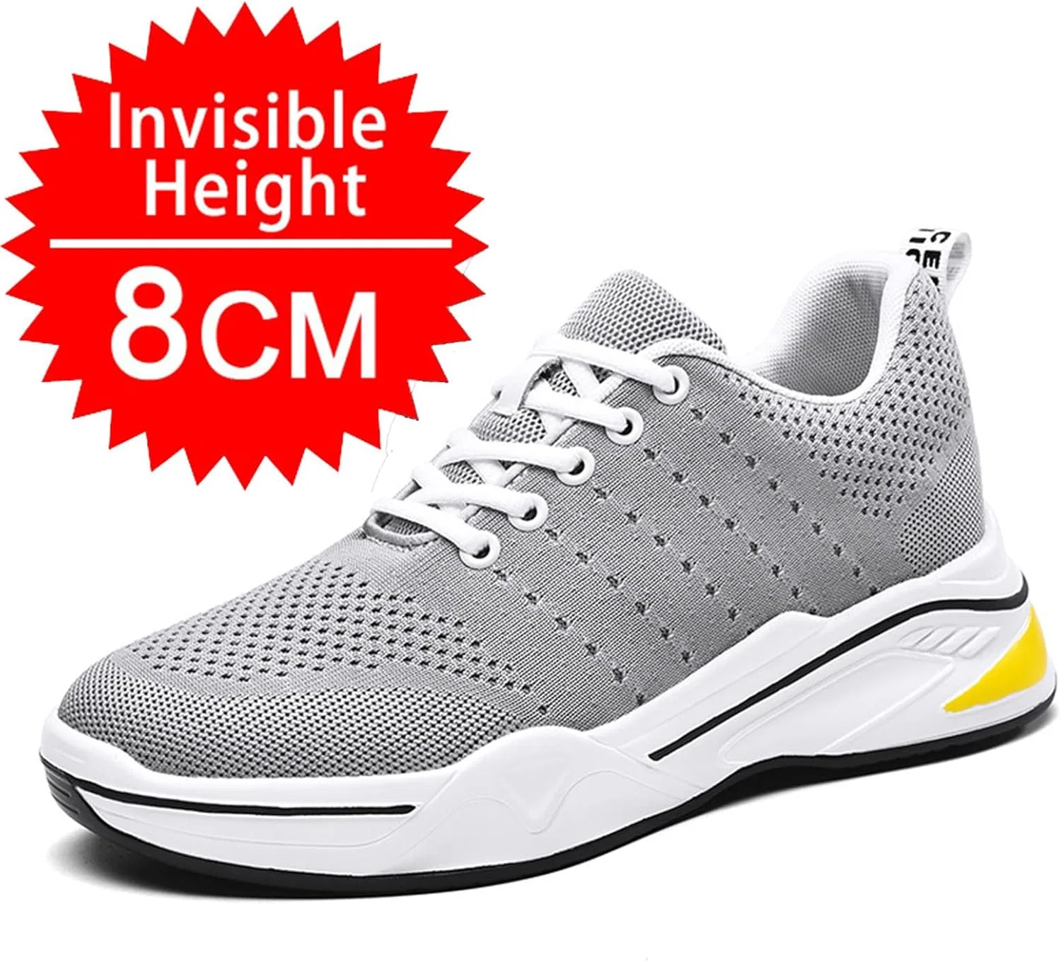 Кроссовки 2026 Schuhe Herren mit Erhöhungen fr Herren, 6/8/10 cm, Unisex, höhenverstellbar, lässige Mesh-Schuhe Erhöhungen, rutschfeste, atmungsaktive Turnschuhe Schnrschuhe (3) Generic, Grau — фото 4