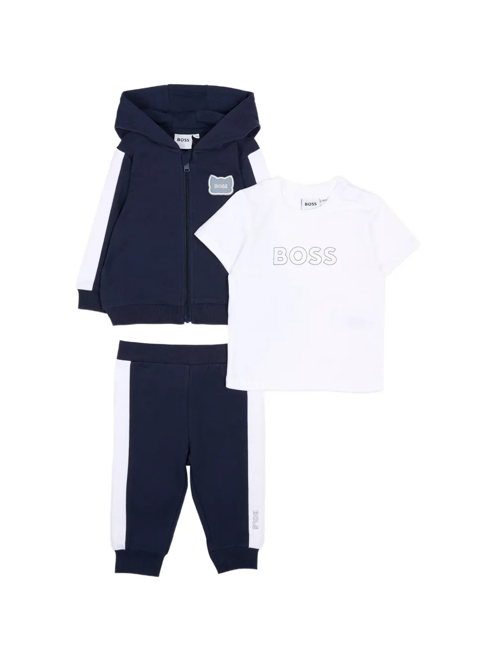 

Спортивный костюм с капюшоном и полосатыми деталями Boss Kidswear, синий