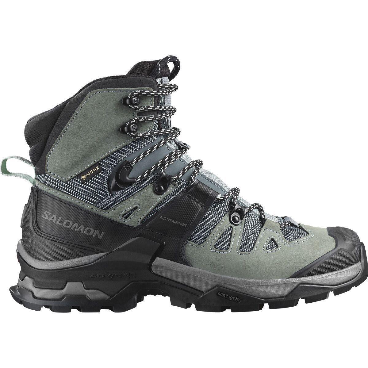 Туристические ботинки женские Salomon Quest 4 - 2024 с мембраной GORE-TEX, зелено-черный