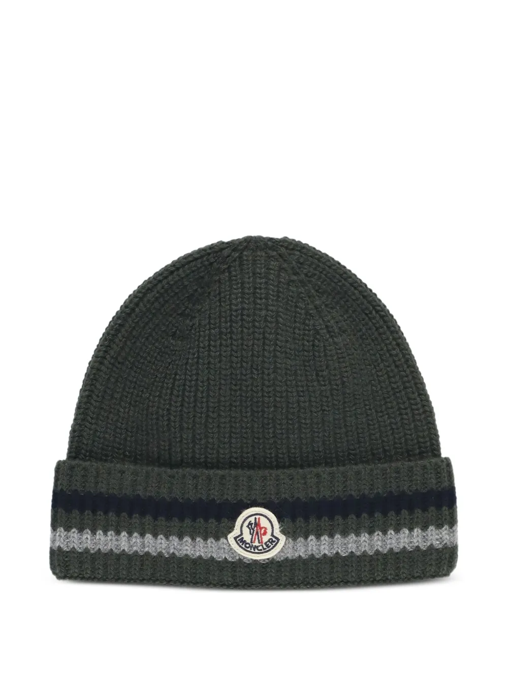 

Шапка бини в рубчик с логотипом Moncler Enfant, серый