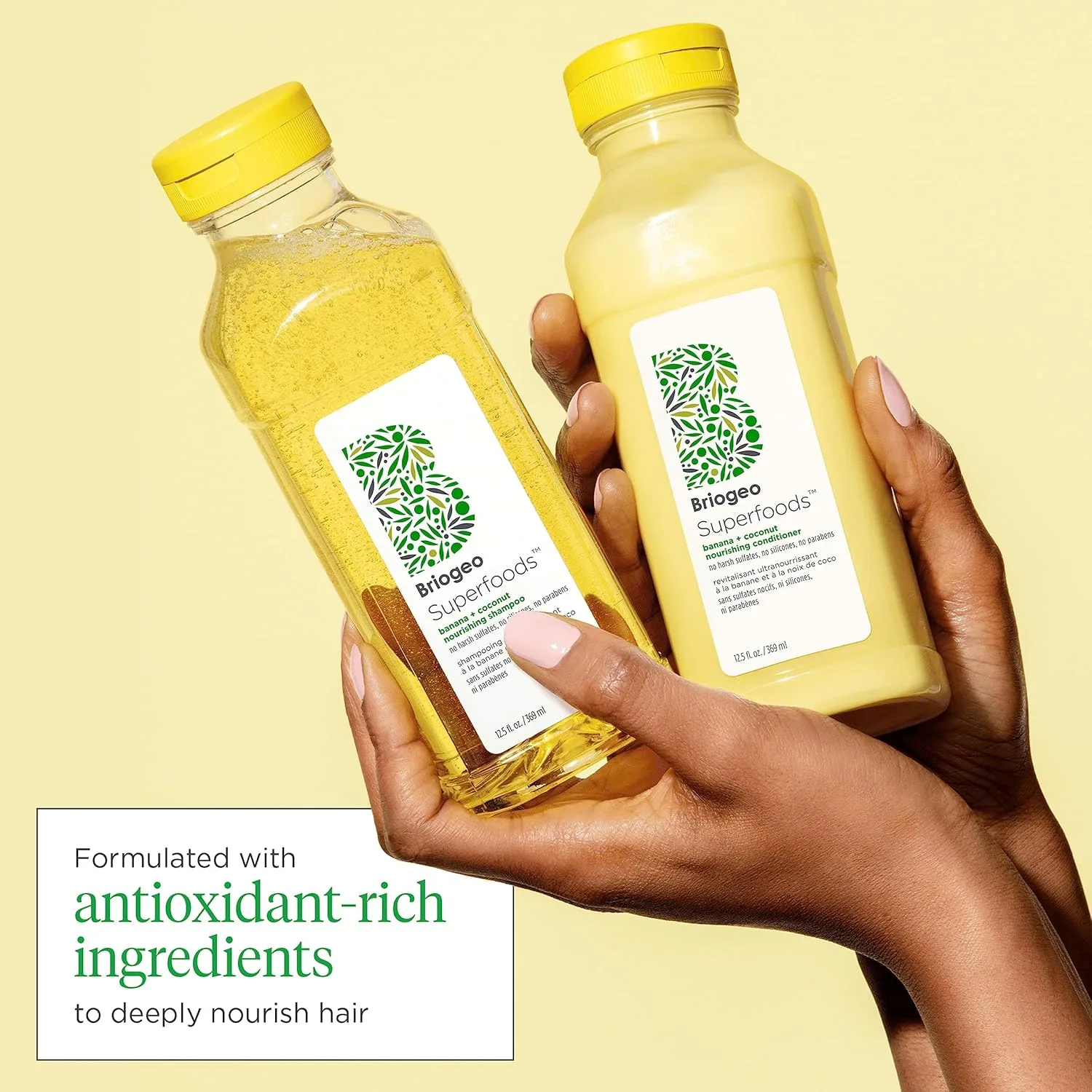 Briogeo Superfoods Banana + Coconut Hair Pack, восстанавливает тусклые и сухие волосы, увлажняет все типы волос, 2 x 370 мл 1 штука (1 шт.), Multicoloured — фото 2