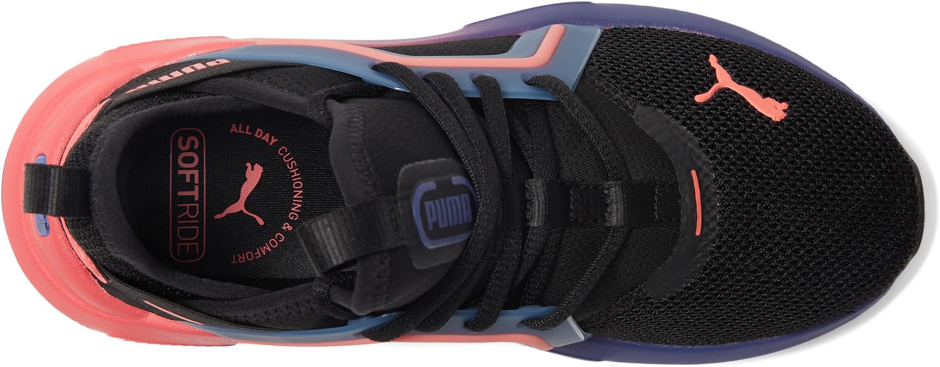 Кроссовки PUMA Kids Softride Enzo, Puma Black/Blue Crystal/Peach Frost — фото 2