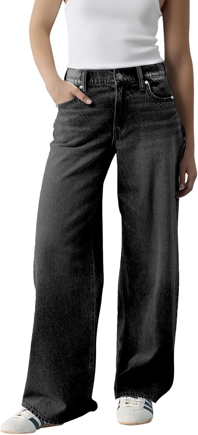 

Джинсы женские High Waisted Wide Leg с расслабленным кроем и классической отделкой LCMTWX