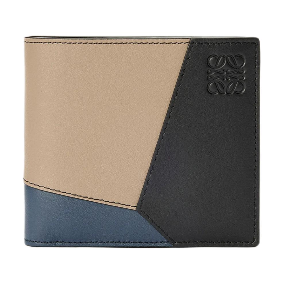 

LOEWE Кожаный кошелек для мужчин с индиго и серой вязкой