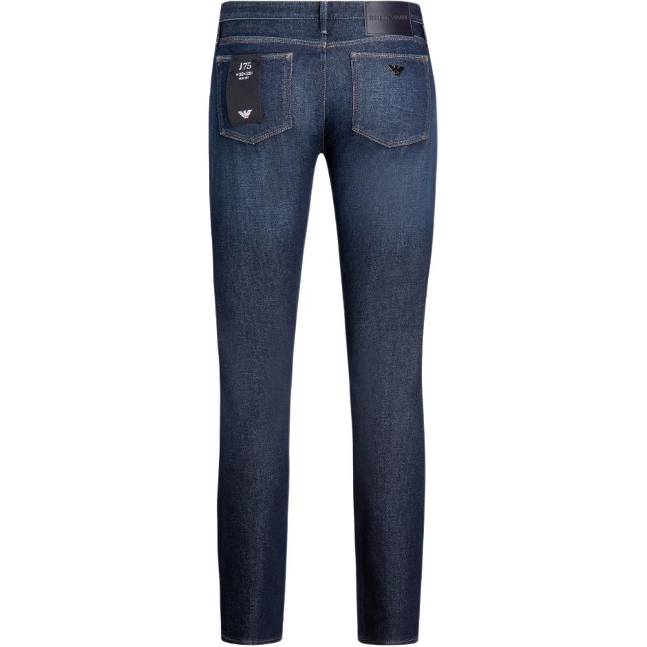 J75 Slim fit потертые джинсы с эффектом растяжки и грязевой обработкой EMPORIO ARMANI, синий — фото 4