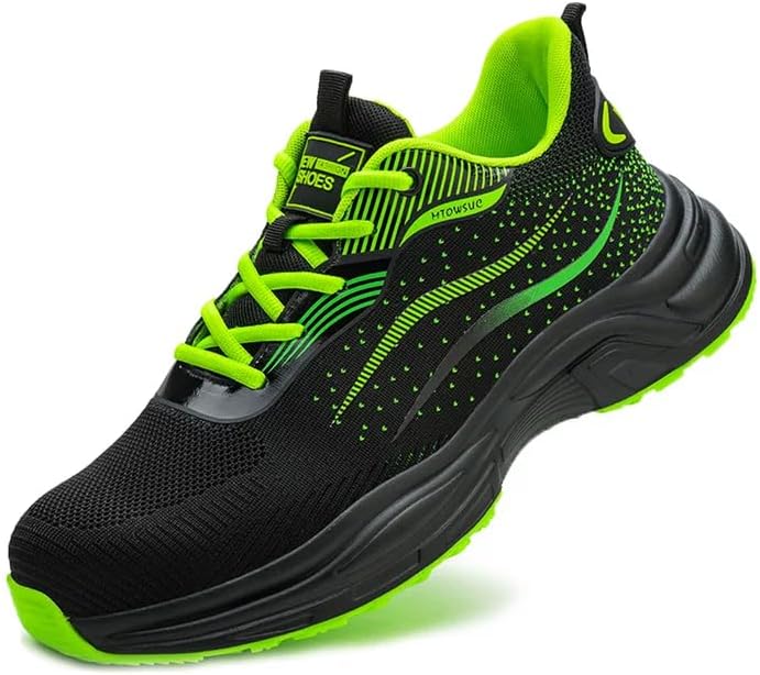 

Рабочие кроссовки Hogent со стальным носком для мужчин и женщин, с композитным носком, неразрушимые, защитные, теннисные, легкие, дышащие, с защитой от проколов, с воздушной подушкой, эргономичным дизайном, зеленый