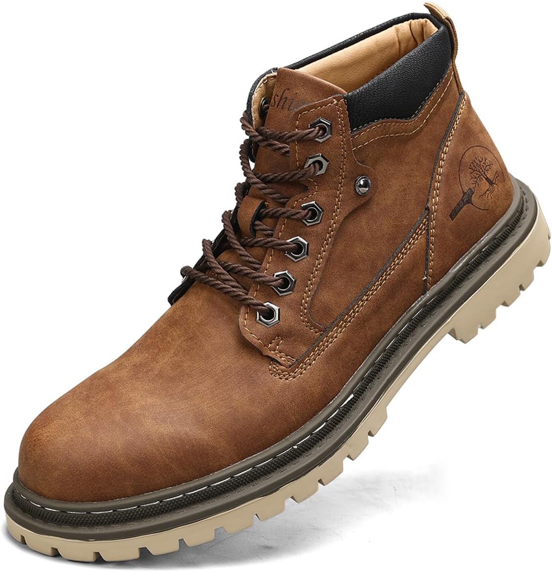 

Мужские кожаные ботинки Shaire Chukka, Шнурованные ботинки на щиколотку для мужчин, Повседневные комфортные ботинки, темно-коричневый