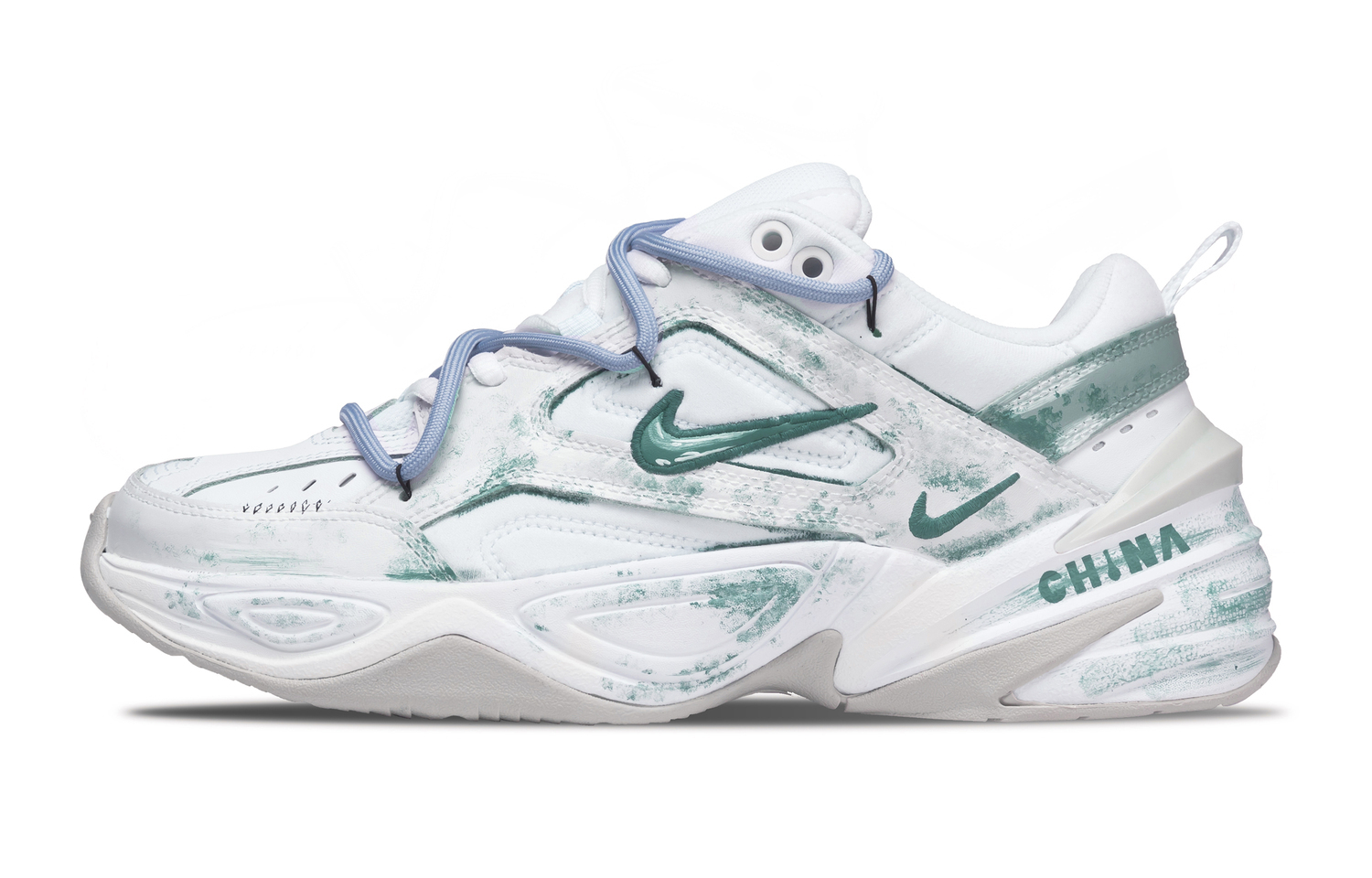 

M2K Tekno Liuyun Кожаные амортизирующие устойчивые к истиранию дышащие увеличивающие рост низкие массивные кроссовки Unisex Nike, early summer зеленый