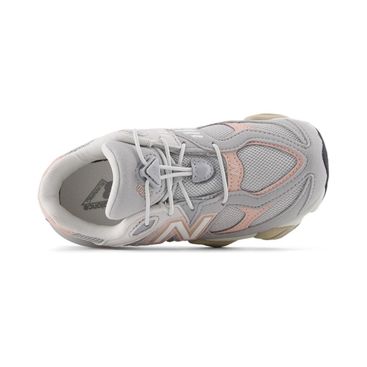 NB 9060 Shock Absorbers Low Top детские повседневные кроссовки Light Gray для детей 3-7 лет New Balance, светло-серый/розовый — фото 4