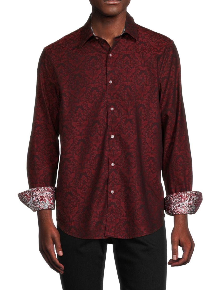 

Рубашка жаккардового узора Bayview Paisley Robert Graham, бордовый
