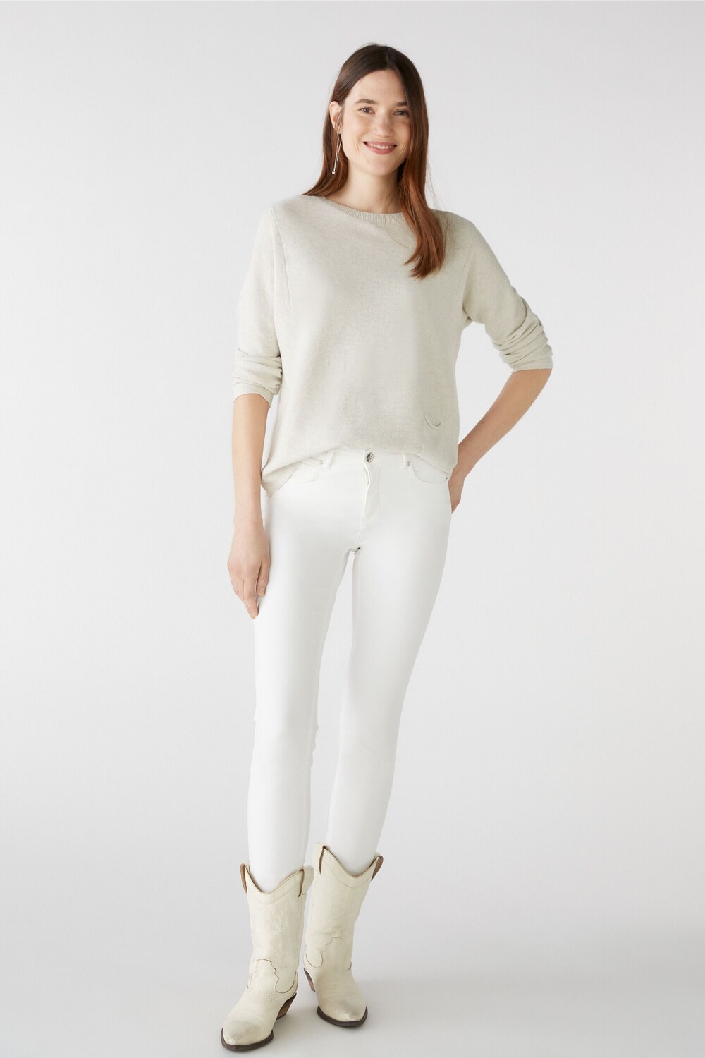 

Свитер Oui KEIKO 100% Bio Baumwolle, цвет offwhite melang