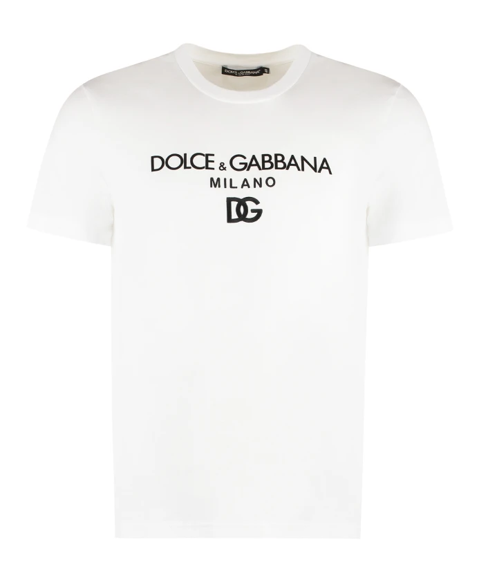 

Футболка с круглым вырезом и бархатным принтом Dolce & Gabbana, белый