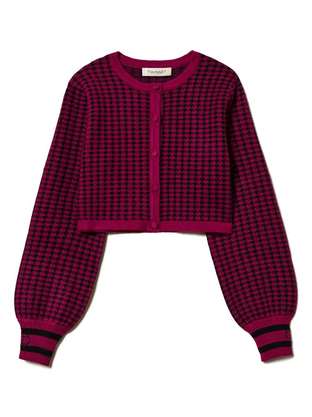 

Жаккардовый кардиган в ломаную клетку TWINSET Kids, розовый