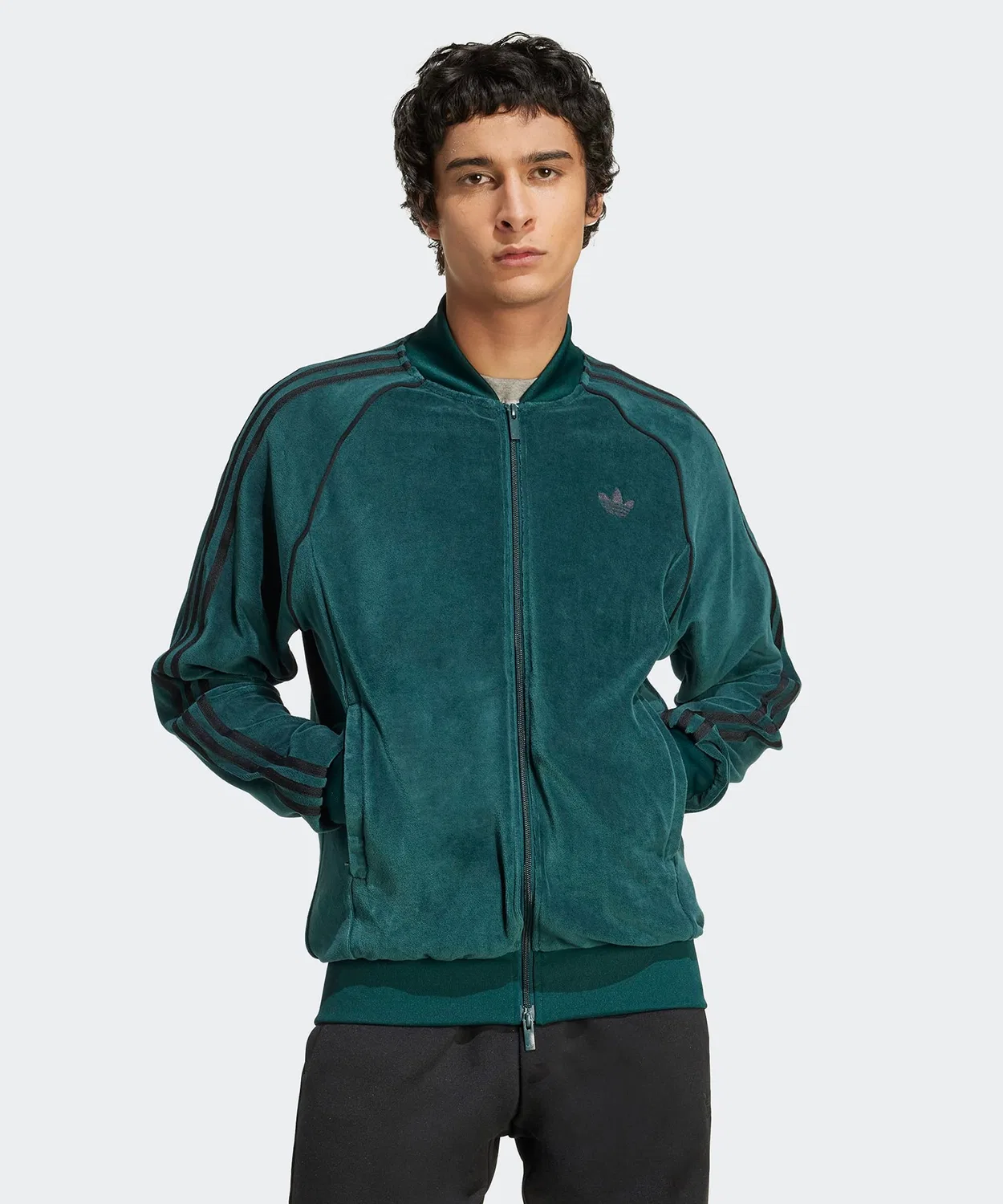 Трек-топ adidas VELOUR SST TT из велюра зеленый