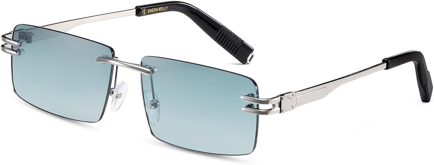 

Солнцезащитные очки SHEEN KELLY в стиле ретро, ​​квадратной оправы, без ободка, для мужчин и женщин, прямоугольная, ультракомпактная, металлическая оправа, прозрачные цветные линзы, 4