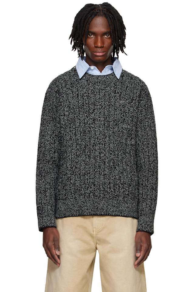 

Свитер с круглым вырезом и вязкой Solid Homme, черный