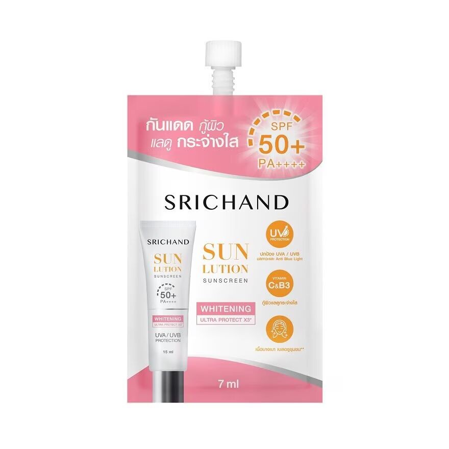 

Srichand Sunlution Skin Whitening Sunscreen SPF50+ PA++++ 7мл, White