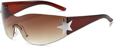 

Модные солнцезащитные очки 2027 года для женщин и мужчин: стильные солнцезащитные очки-щитки, очки с обтекаемой формой, большие модные солнцезащитные очки без оправы MTZJH, Brown