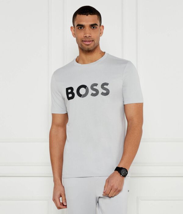 

Футболка с логотипом на ленте Regular fit Boss Green, серый
