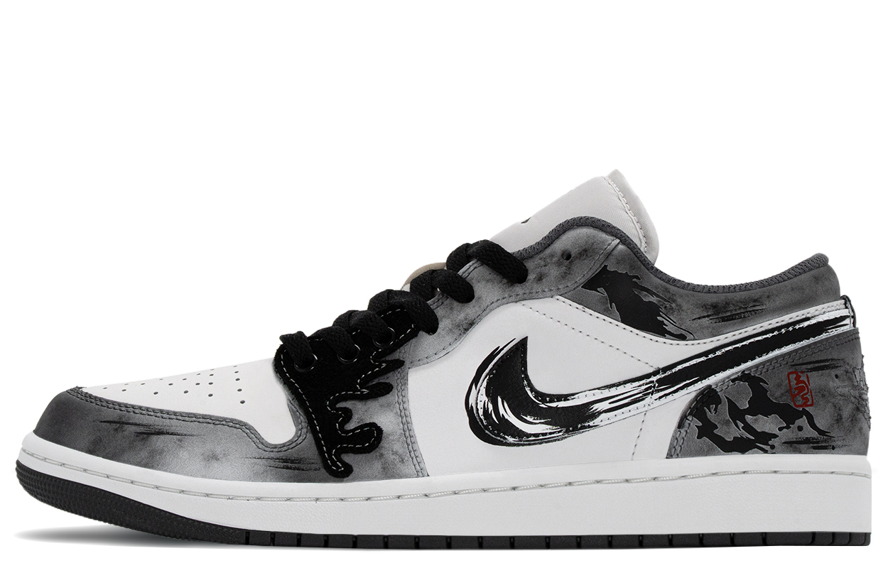 

Jordan Air 1 Da Sima устойчивые к истиранию низкие винтажные баскетбольные кроссовки Unisex черные белые