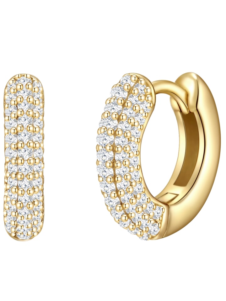 

Glanzstücke München Серьги-кольца из стерлингового серебра с кубическим цирконием в оправе из желтого золота