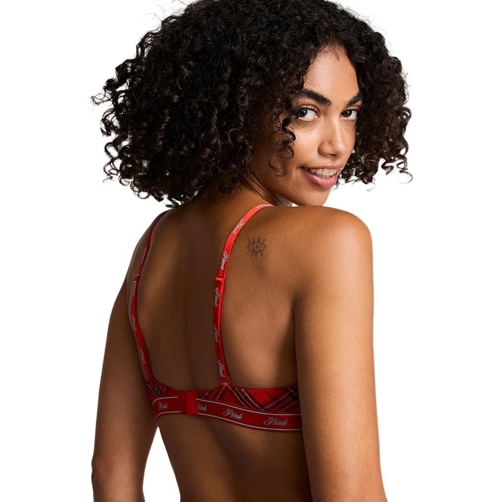 Victoria's Secret Бюстгальтер PINK для женщин в красно-зеленую клетку — фото 4