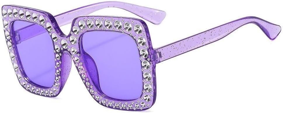 

Квадратные солнцезащитные очки со стразами для женщин, большие солнцезащитные очки с кристаллами, винтажные, с защитой от УФ-излучения UV400, в стиле уличной моды LXLHWN, One Color