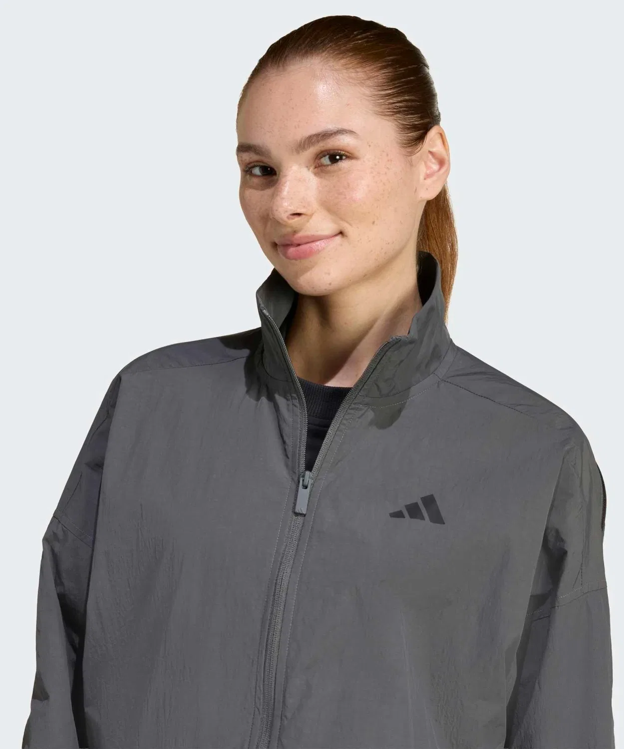 Трек-топ с молнией City Tech Woven Zip Track Top, бренд Adidas, цвет серый — фото 3