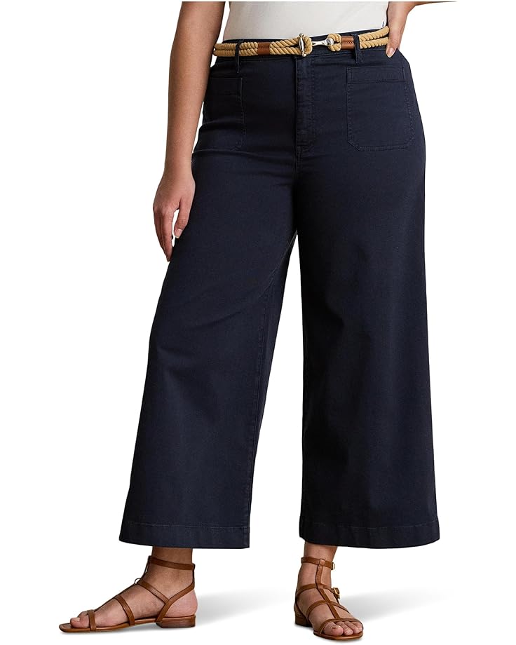 

Брюки Lauren Ralph Lauren Plus Size Stretch Chino Wide-leg Cropped Pants, цвет Lauren Navy