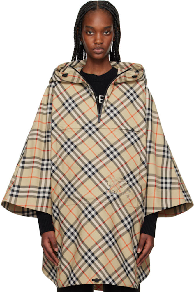 

Бежевый твиловый пиджак-накидка Packaway Check Burberry