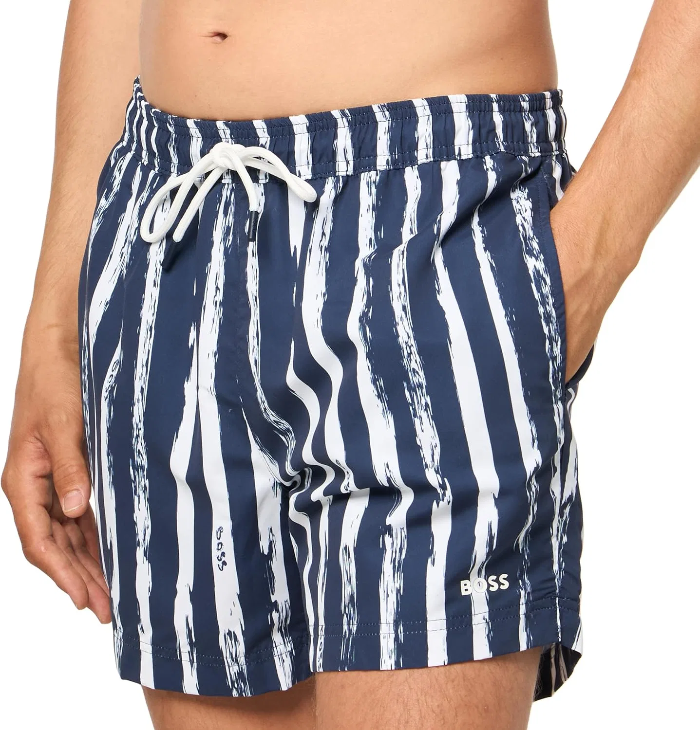 Плавки BOSS Men's Broken Stripe, темно-синий — фото 3