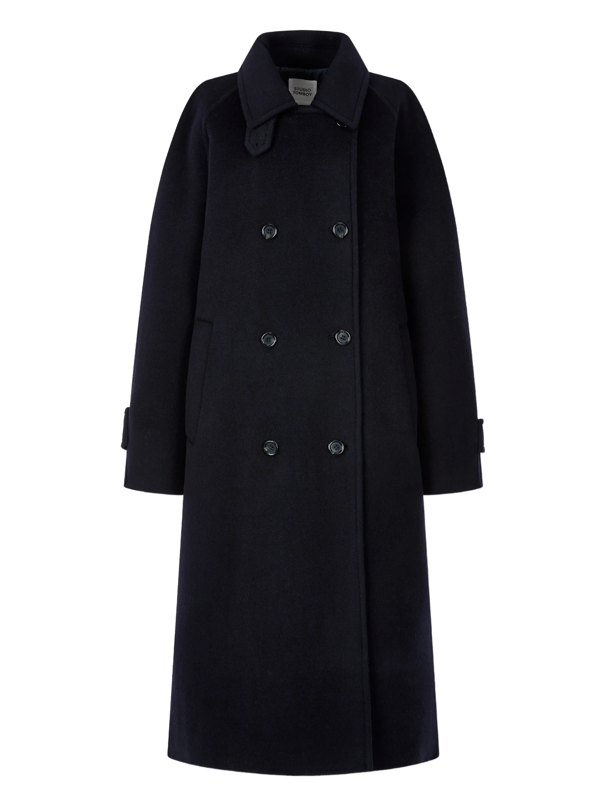 

Двубортное пальто Balmacaan на пуговицах Studio Tomboy, синий