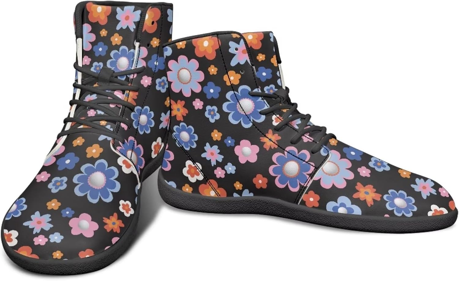 

Кроссовки с высокой верхней частью и цветочным дизайном для мужчин- босоножки с широкой носочной частью, для кросс-тренинга и бега с резиновой подошвой Watdotory, Beautiful Hippie Flower Print