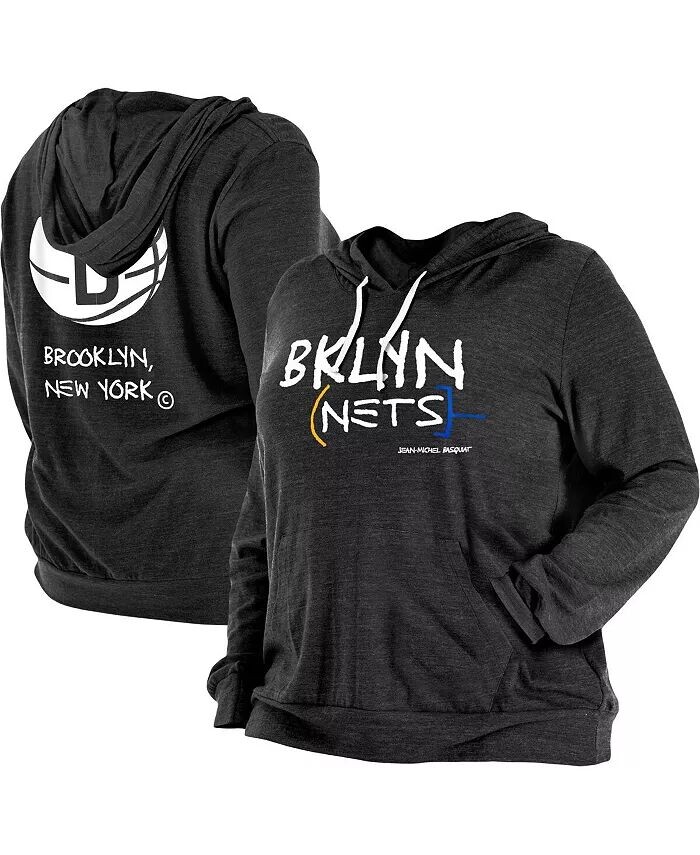 

Женская черная футболка с капюшоном Brooklyn Nets размера плюс 2022/23 City Edition Bi-Blend с длинными рукавами New Era