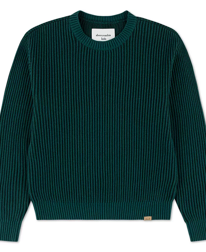 

Мальчиковый свитер с вышивкой плетеным швом Abercrombie Kids, зеленый