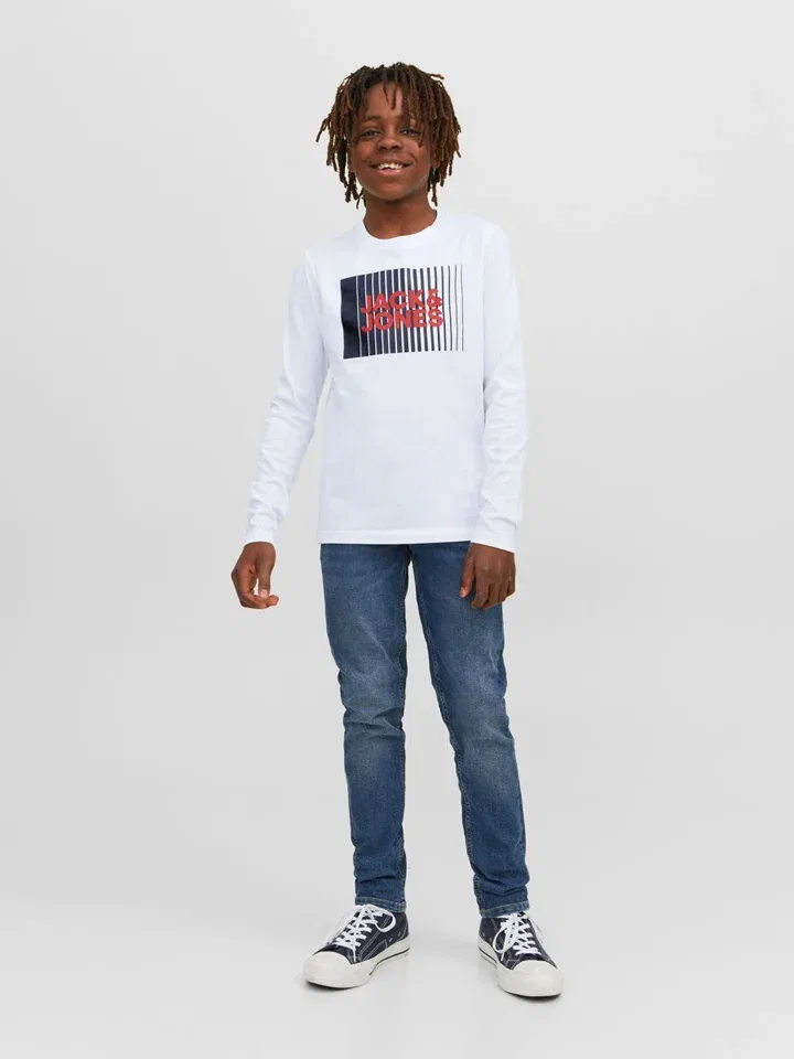 Лонгслив с принтом, JACK & JONES Junior, белый — фото 3