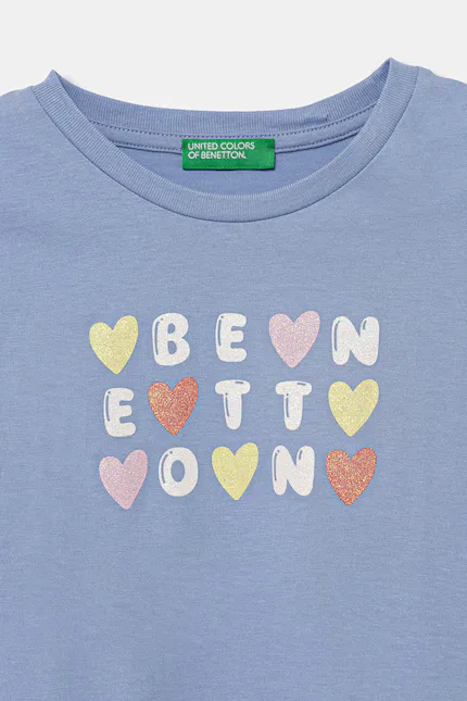 Футболка с коротким рукавом принт United Colors of Benetton, синий — фото 3