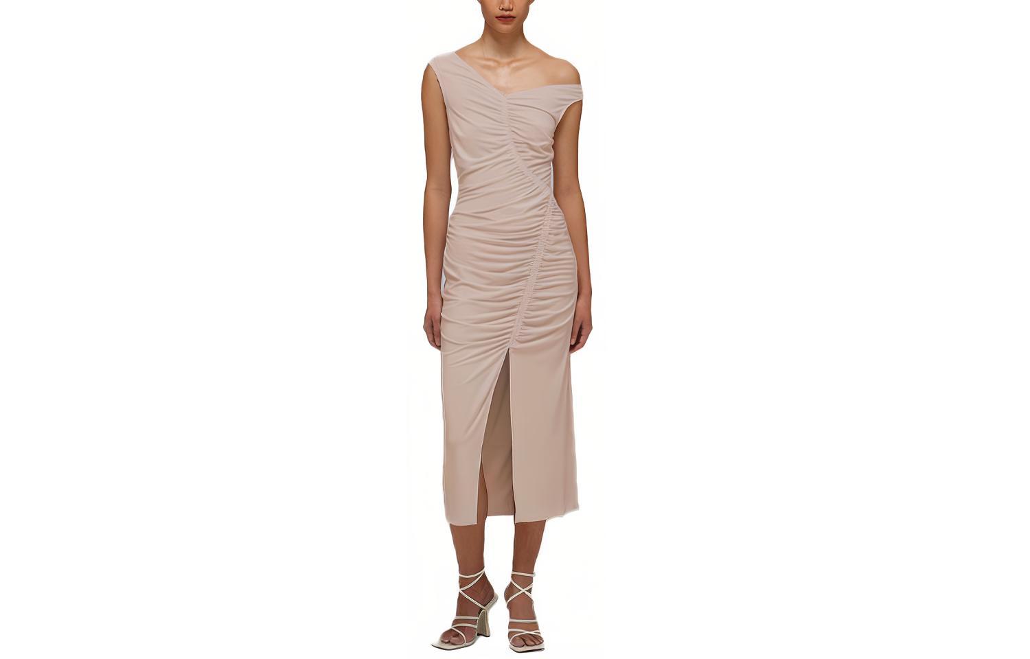 

Женское платье без рукавов светлого кофейного цвета Self-portrait