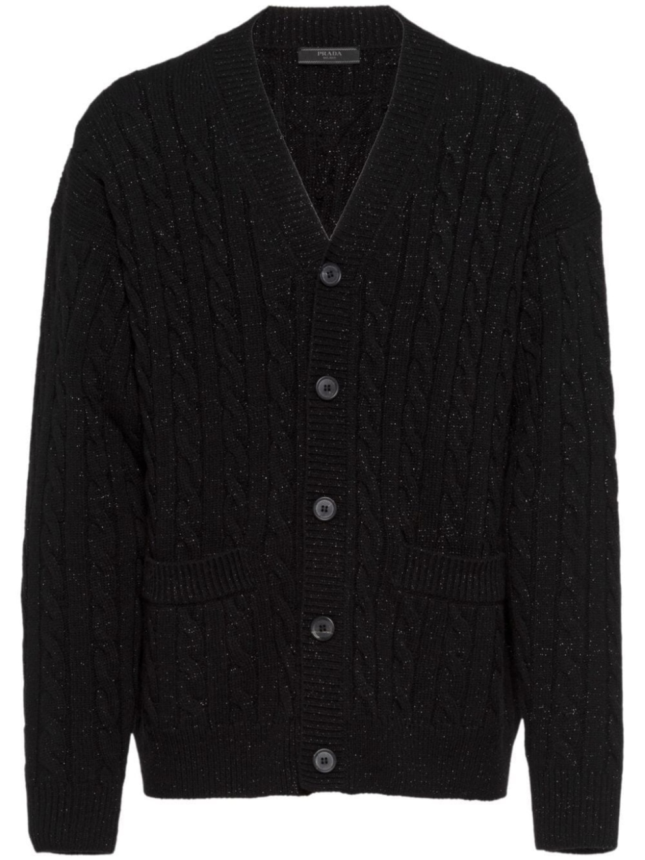 

Prada cable-knit metallic threading cardigan, черный