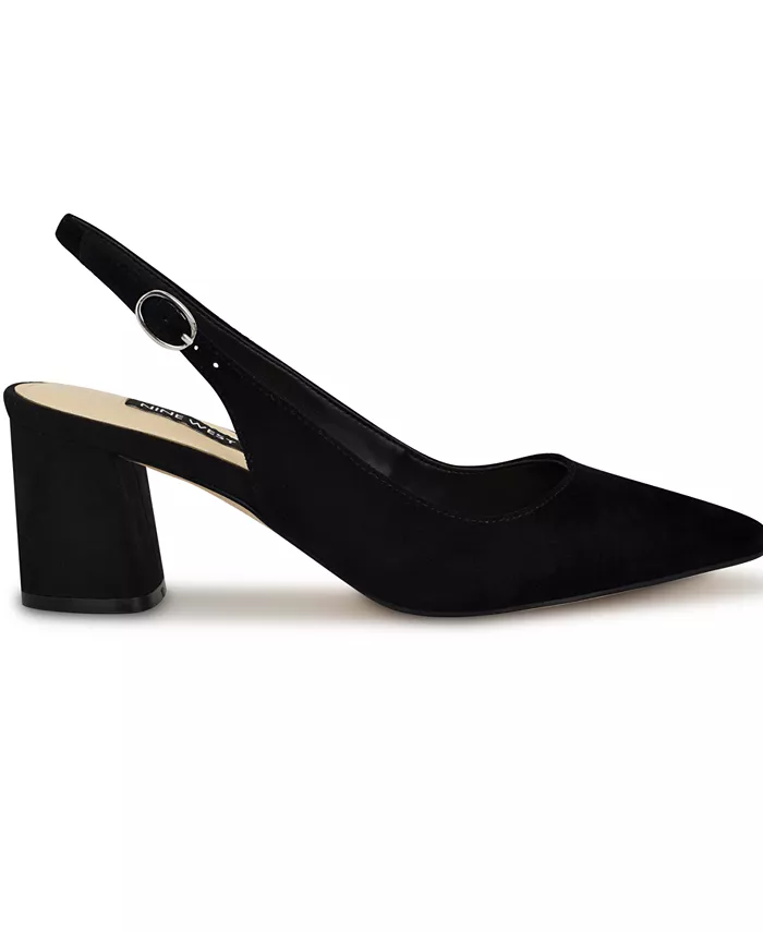 Женские туфли-лодочки Kamsee на устойчивом каблуке с открытой пяткой Nine West, черный — фото 2