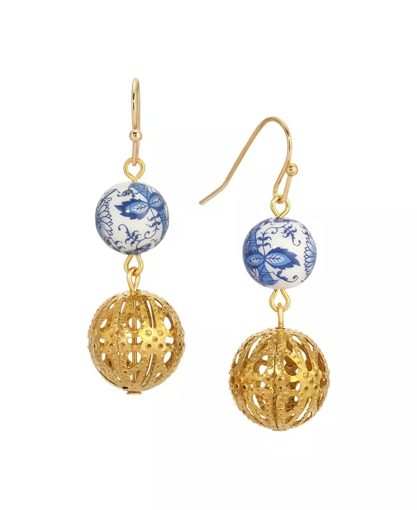 

Серьги-Подвески из ивовых бусин золотистого оттенка 2028, blue