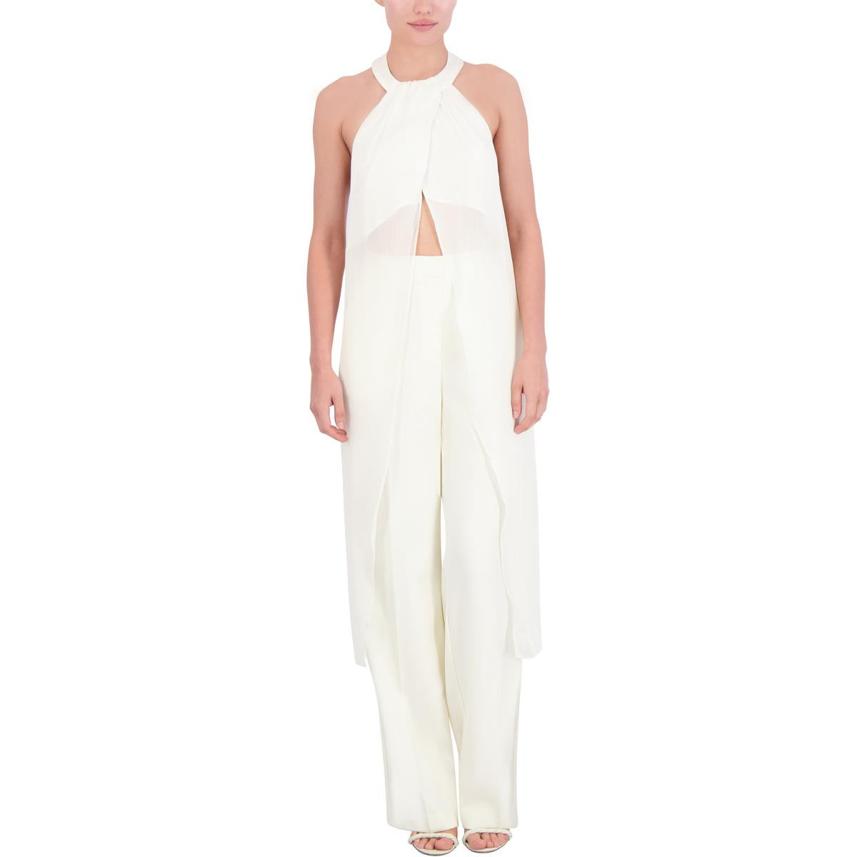 

Женский шифоновый топ миди-халтер BCBGMAXAZRIA, цвет gardenia