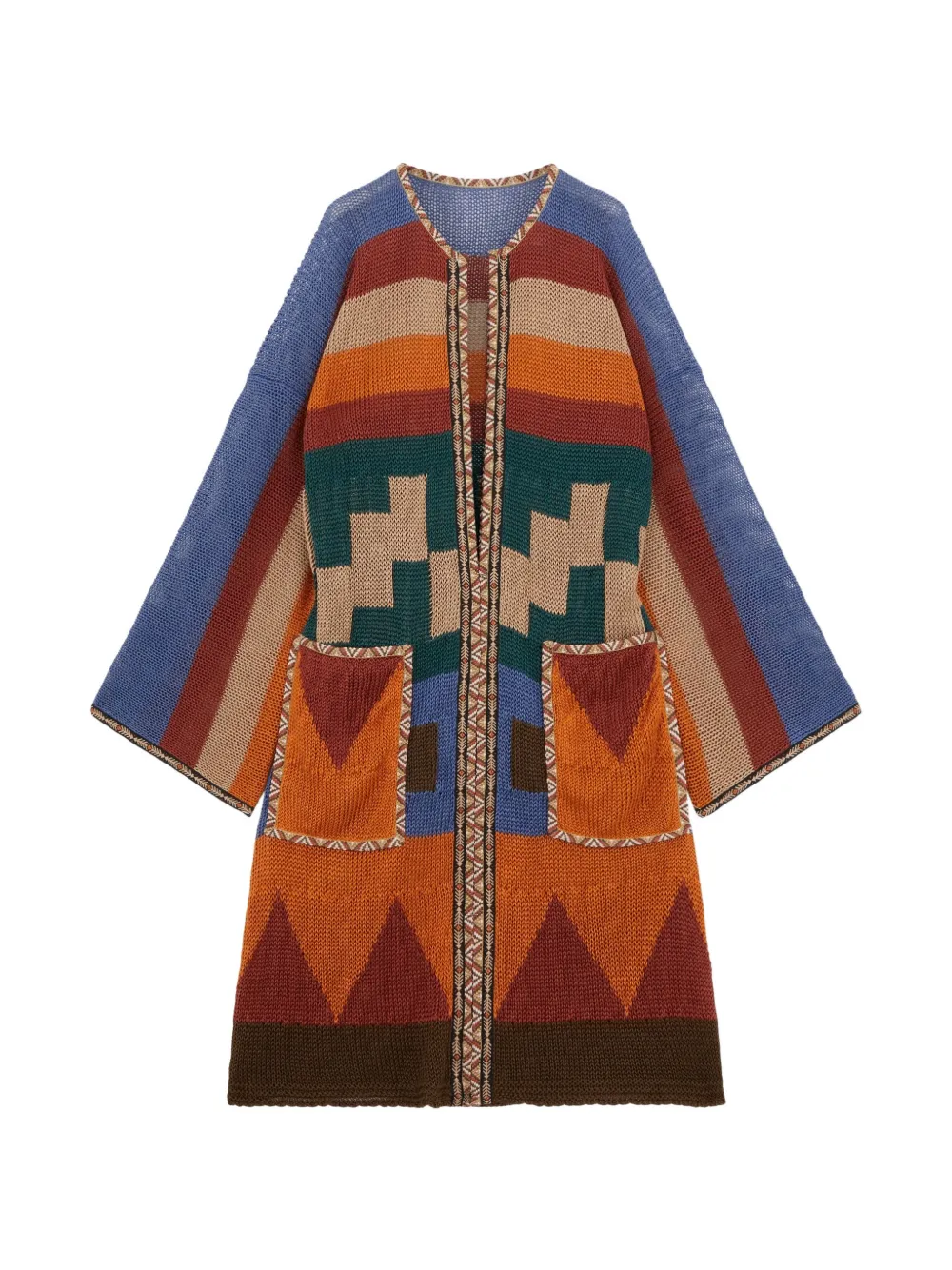 

Кардиган-пальто с жаккардовым узором и накладными карманами Fortela, оранжевый