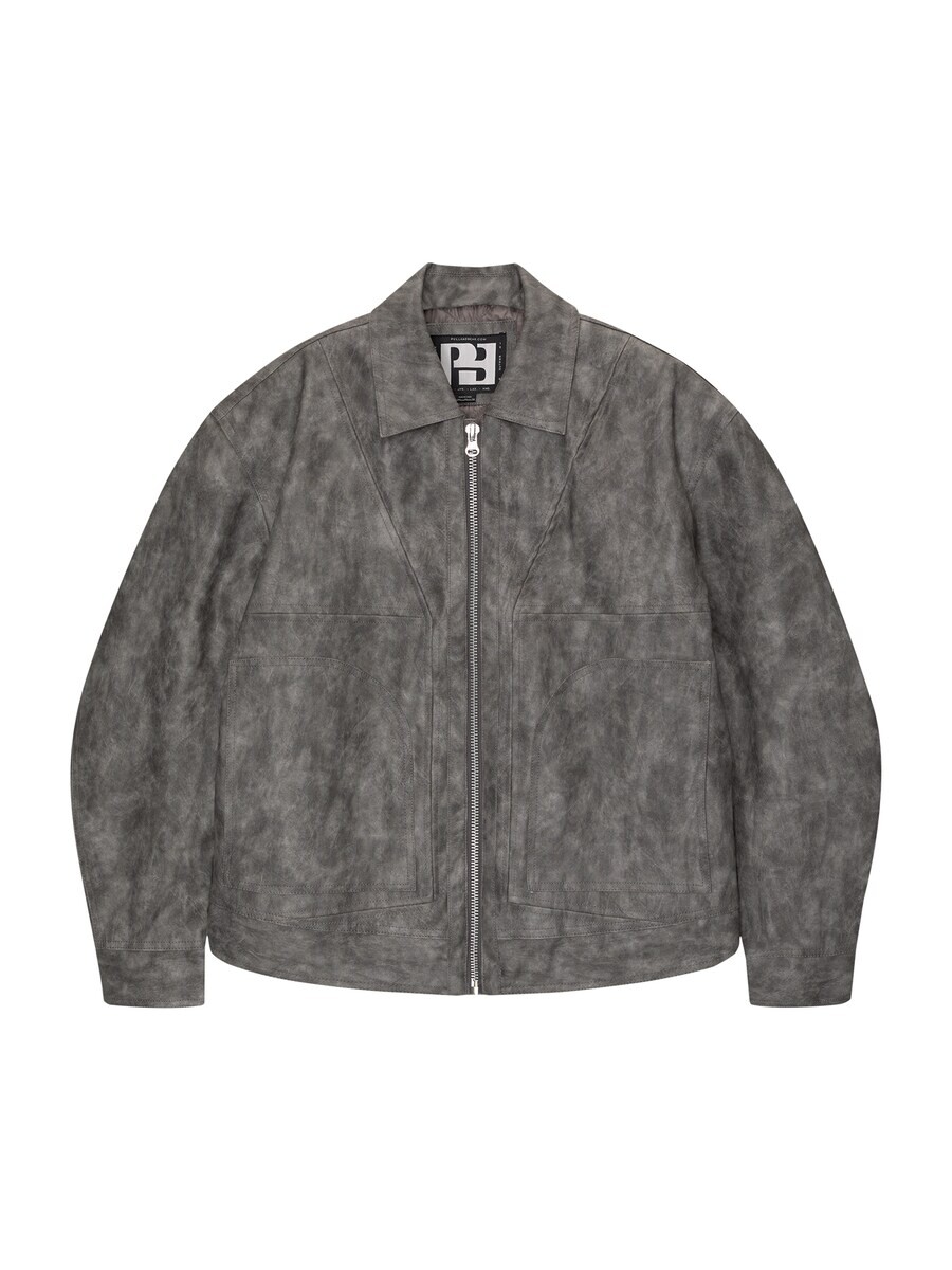 

Кожаная куртка Pull&Bear Between-Season Jacket, цвет grey/dark grey